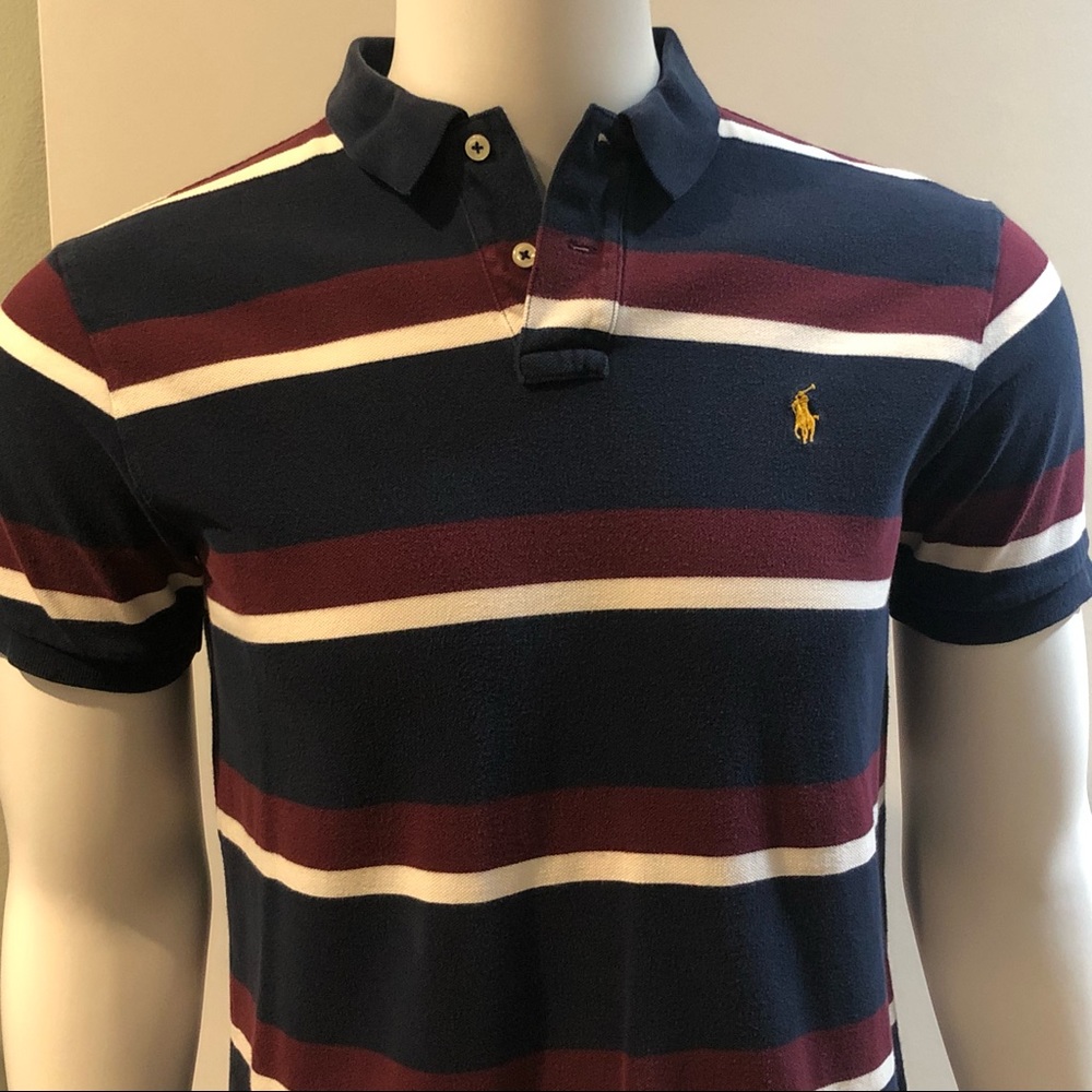 Polo Ralph Lauren Navy/Burgundy/White Striped Polo - Picture 9 of 9